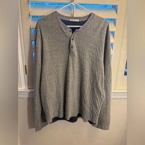 Marine Layer Gray Crewneck 1/4 3 Button Lined Comfy Henley Sweatshirt  L/XL